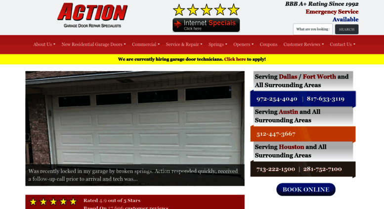 Access Actiongaragedoor Com Action Garage Door Texas Garage