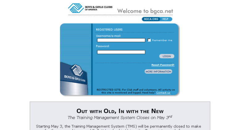 Access ars2.bgca.net. BGCA.Net >> Login