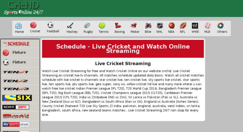 Live cricket match streaming crichd