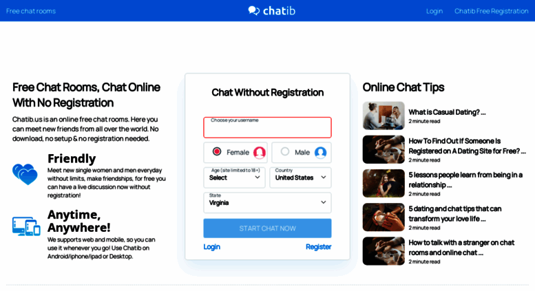 free chat room no registration required