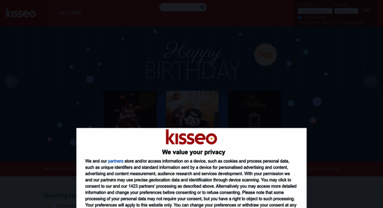 Access kisseo.com. Kisseo eCards and Greeting Cards