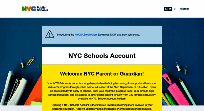 Access Mystudent.nyc. NYC Schools Account — Login