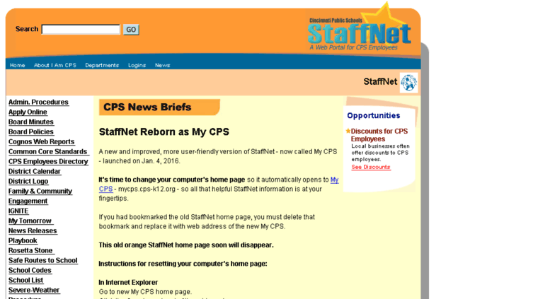 Access staffnet.cps-k12.org. Staffnet Home