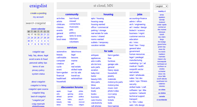 Access stcloud.craigslist.org. craigslist: st cloud, MN jobs