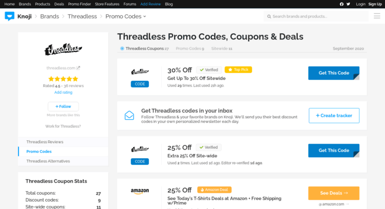 Past Threadless Coupon Codes Threadless is famous for combining creative designs and artwork on men's, women's and kids' t-shirts. Awesome new designs are submitted and rated by the Threadless community for a wide selection of tees, sweaters, artwork, home decor and accessories.