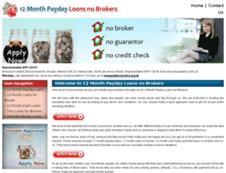 12monthpaydayloansnobrokers.co.uk screenshot