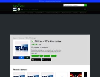 181fm90salternative.radio.de screenshot
