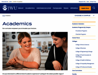academics.jwu.edu screenshot