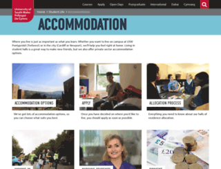 accommodation.southwales.ac.uk screenshot