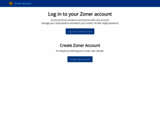 account.zoner.com screenshot
