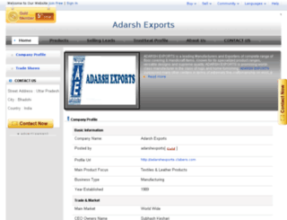 adarshexports.clabers.com screenshot