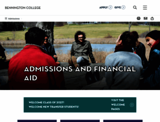 admissions.bennington.edu screenshot