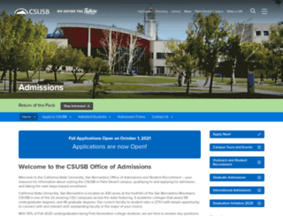 admissions.csusb.edu screenshot