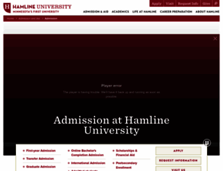 admissions.hamline.edu screenshot