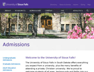 admissions.usiouxfalls.edu screenshot