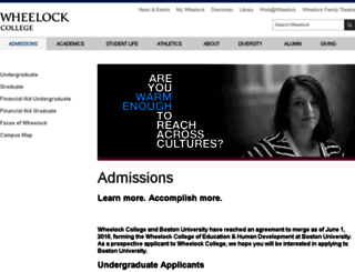 admissions.wheelock.edu screenshot