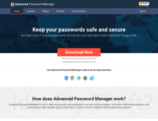 advancedpasswordmanager.com screenshot