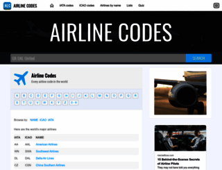 airlinecodes.info screenshot