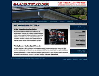 allstarraingutters.com screenshot