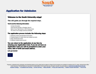 apply.southuniversity.edu screenshot