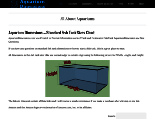 aquariumdimensions.com screenshot
