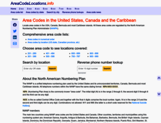 areacodelocations.info screenshot