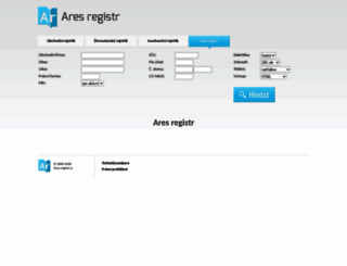 ares-registr.cz screenshot