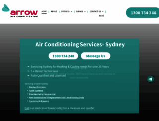 arrowairconditioning.com.au screenshot