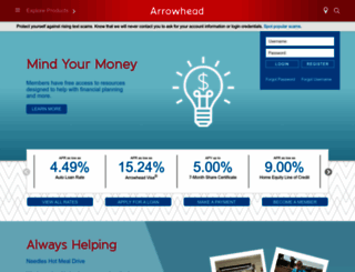 arrowheadcu.org screenshot