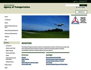 aviation.vermont.gov screenshot