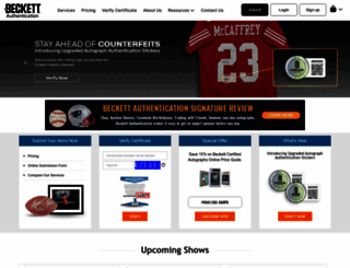 beckett-authentication.com screenshot
