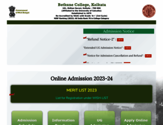 bethuneadmissions.ac.in screenshot