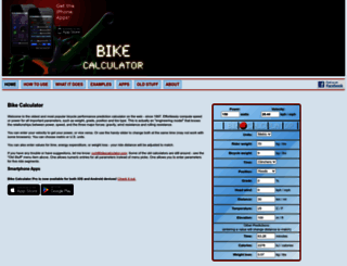 bikecalculator.com screenshot