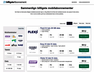 billigsteabonnement.dk screenshot