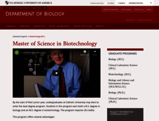 biotechnology.cua.edu screenshot