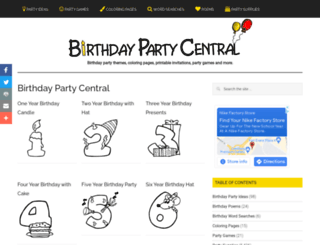 birthdaypartycentral.com screenshot