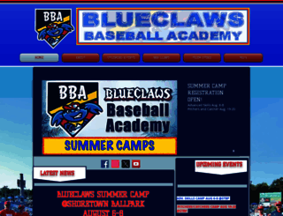 blueclawsbaseballacademy.com screenshot