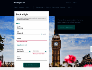booking.westjet.com screenshot