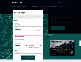 bookings.westjet.com screenshot