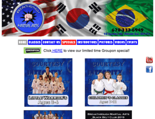 breakthroughmartialarts.com screenshot