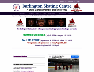 burlingtonskatingcentre.ca screenshot