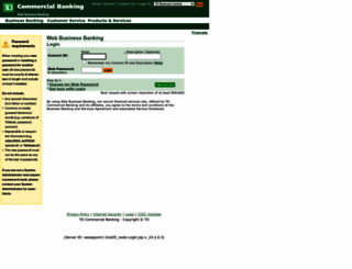 businessbanking.tdcommercialbanking.com screenshot