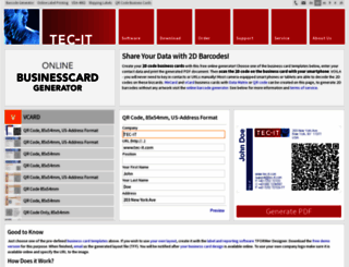 businesscards.tec-it.com screenshot