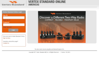 businessonline.vertexstandard.com screenshot