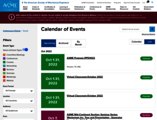 calendar.asme.org screenshot