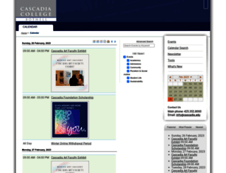 calendar.cascadia.edu screenshot