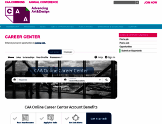 careercenter.collegeart.org screenshot