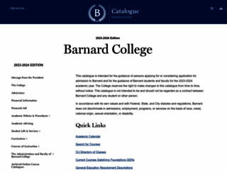 catalog.barnard.edu screenshot