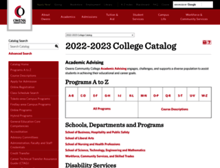 catalog.owens.edu screenshot