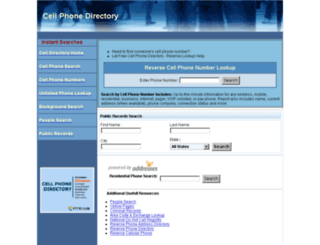 cellphonedirectory.com screenshot